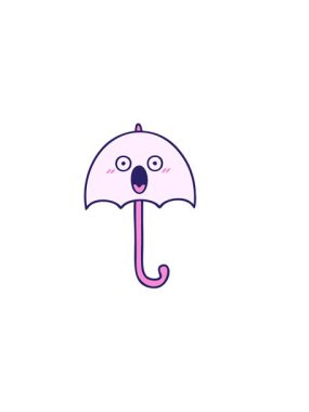 Bir şemsiye karikatürünün yatay titreşimli animasyonu