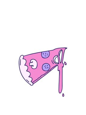 Bir dilim pizza çizgi filminin zıplama hareketi animasyonu