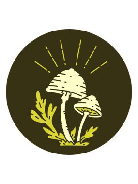 Dövme stili mantarların çizgi filminin renk animasyonu değişiyor