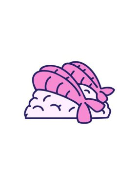 Pilav üzerine kızarmış Japon karidesinin radyoaktif parlak animasyonu.