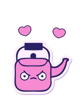 Tatlı bir çizgi filmin çıkartmasının dönen kalp animasyonu.