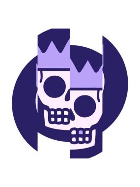 Dövme stili bir kafatası ve tacın bölünmüş hareket animasyonu