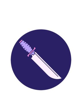 Yanıp sönen radyal çizgiler. Dövme stili bıçak görüntüsü.