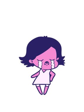 Çizgi filmdeki ağlayan kızın animasyonunu genişletiyor.