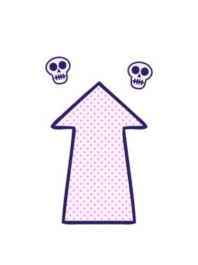 Çizgi film ok illüstrasyonunun kafatası animasyonu