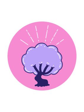 Dövme stili ağaç çizgi filminin dönen hareketli animasyonu