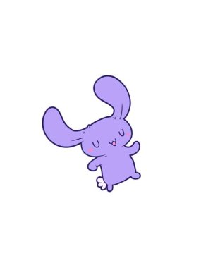 horizontally vibrating animation of cartoon quirky rabbit