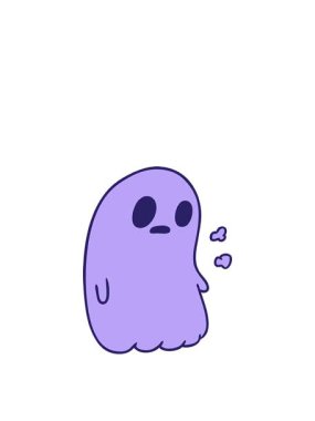 Bir kawai sevimli hayaletinin zıplama hareketi animasyonu.