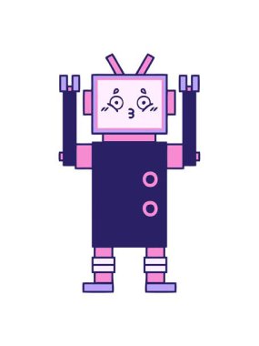 Robotun sevimli çizgi filminin titreşimli animasyonu