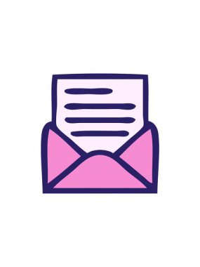 Bir mektup ve zarfın retro grunge desen çizgi filminin canlandırması