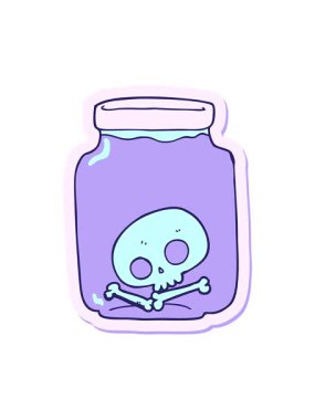 Bir karikatür kavanozunun kafatası ile sallanan hareket animasyonu