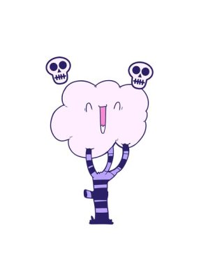 karikatür gülen ağacın kafatası animasyonu