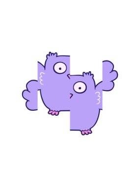 Çizgi film baykuş karakterinin bölünmüş hareket animasyonu