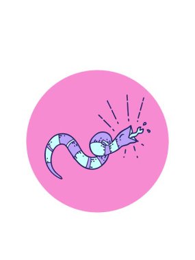 Yanıp sönen radyal çizgiler tıslayan yılan dövmesinin animasyonu