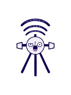 Bir uydunun çizgi roman tarzı çizgi filminin neon ışık efekti animasyonu