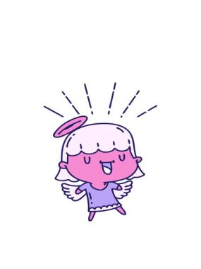 Geleneksel dövme stili şarkı söyleyen meleğin canlandırmasının hareketli animasyonu