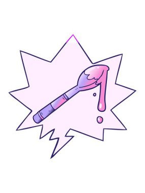 Çizgi film animasyonunu canlandırın. Bir kaşık dolusu bal. Konuşma baloncuğu yumuşak eğimli.