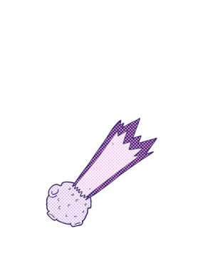 freehand çizilmiş karikatür göktaşının zıplama hareketi animasyonu