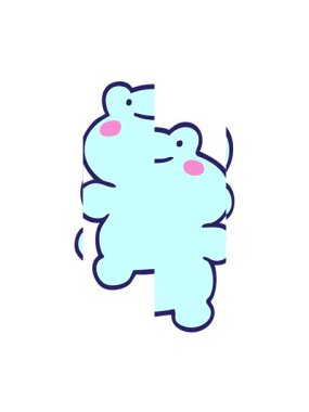 Karalanmış kurbağanın komik çizgi film animasyonunu bölme hareketi