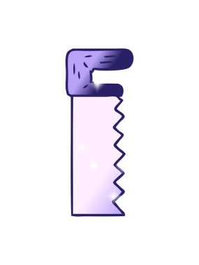 Bir metal testeresinin gradyan çizgi film karikatürü çiziminin ışıltılı etkisi