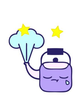 dönen yıldızlar dumanı tüten bir su ısıtıcısının sevimli çizgi filminin animasyonu