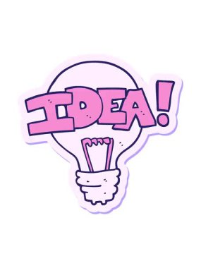 Bir çizgi film fikri ampul sembolünün çıkartmasının canlandırma efektini göster