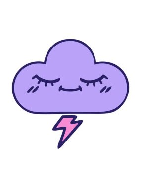 Fırtına bulutu çiziminin sevimli çizgi filminin efekt canlandırması