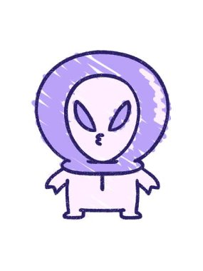 Sevimli Uzaylı Tebeşiri Çiziminin basınçlı animasyonu