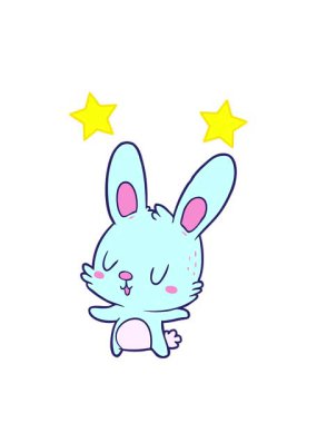 dönen yıldızların çizgi film animasyonu bir tavşanın görüntüsü