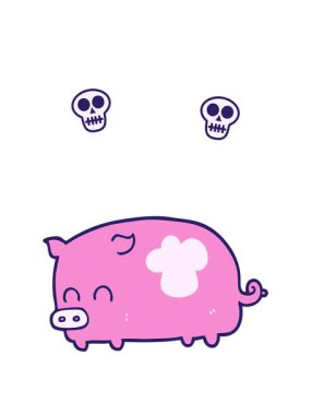 Tatlı çizgi film domuzlarının kafatası animasyonları.