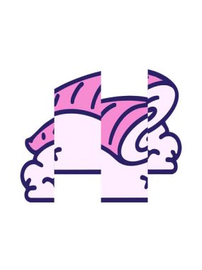 Japon nigiri suşisinin pirinç karikatüründeki bölünmüş hareketi.