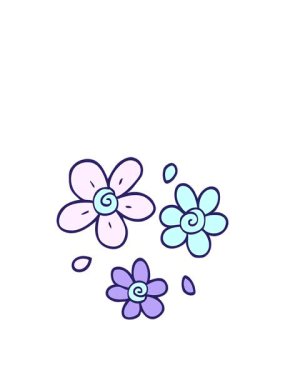 Karikatür karalama dekoratif çiçeklerin zıplama hareketi