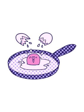 Kızarmış yumurta çizgi filminin hareketli animasyonu.