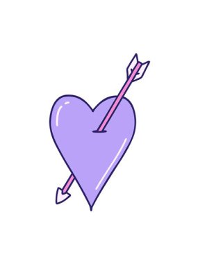 Bir ok ve kalbin klasik ikonik dövme çiziminin titreşimli hareketi