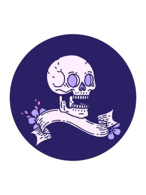 Dövme biçimi simgesinin kafatası pankartıyla basınçlı canlandırması