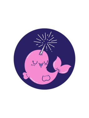 Dövme stili mutlu deniz gergedanı ikonunun yıldız patlaması etkisi animasyonu