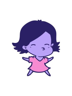 Çizgi film karakteri neonlu kadının hareketli animasyonu