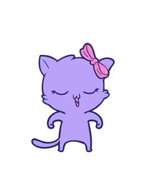 Kafasında fiyonk olan çizgi film kedisinin hareket animasyonu