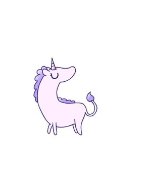 Şirin kawaii unicorn 'un gradyan çizgi filminin yatay titreşimli animasyonu