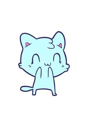 Çizgi film mutlu kedi animasyonunun yanıp sönen radyal çizgileri