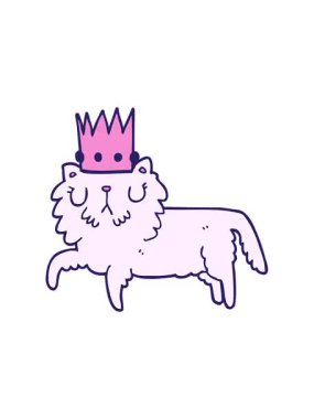 Taçlı çizgi film kedisinin titreyen animasyonu