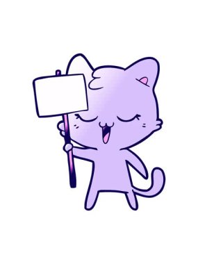 Mutlu çizgi film kedisinin neon ışık efekti animasyonu