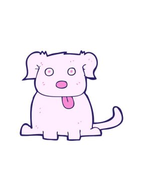 Parlak renklerde çizgi film köpeğinin hareketli animasyonu