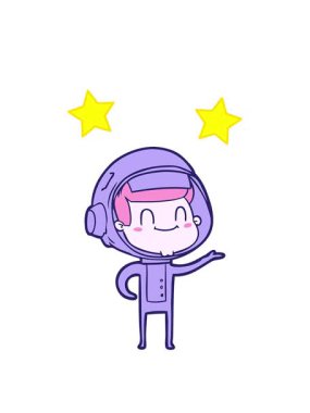 dönen yıldızlar mutlu çizgi film astronot karakterinin animasyonu