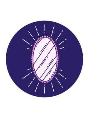 Dövme stili parlak aynanın simgesinin basınçlı canlandırması