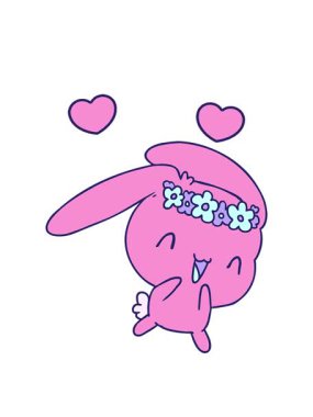 dönen kalp animasyonu kawaii sevimli tüylü tavşan