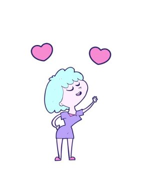 Konuşacak olan mutlu kadının karikatür animasyonu.