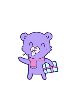 Şimdiki haliyle birlikte kaba çizgi film ayısının yatay titreşimli animasyonu