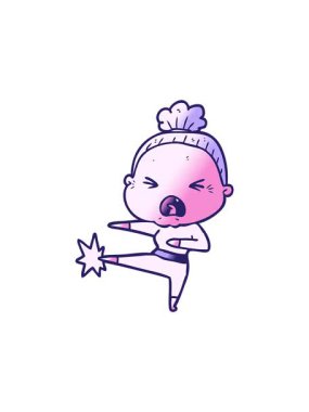 Kızgın yaşlı kadının hareketli animasyonu