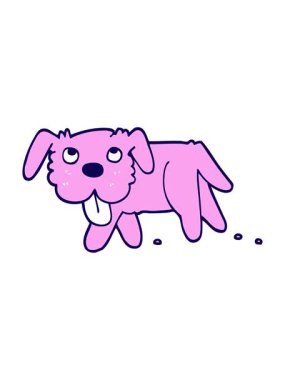 Çizgi film stili mutlu köpeğin neon ışık efekti animasyonu